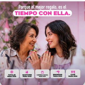 • Bajo el concepto “Tiempo con mamá”, el centro comercial invita a transformar el regalo en una experiencia compartida, con premios que incluyen desde servicios de belleza hasta momentos de relajo y café.